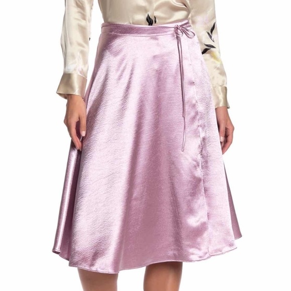 JOIE PINK ALBERIC A-LINE SATIN SKIRT - Picture 3 of 3